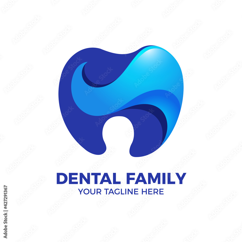 Dental Care 3D in Gradient Color Logo Template Dental Care 3D in Gradient Color Logo Template