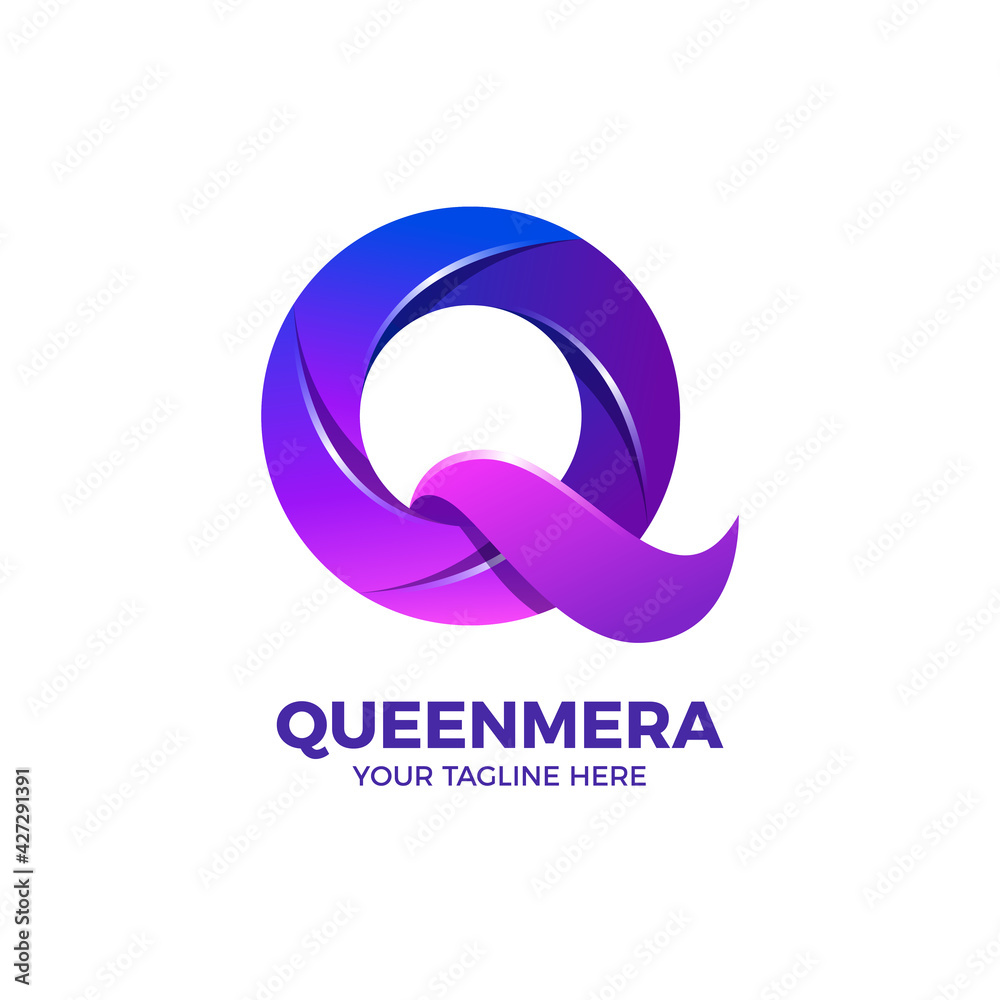 Letter Q in Purple Gradient Color Logo Template Letter Q in Purple Gradient Color Logo Template
