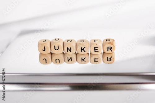 Word junker made by wooden cubes
