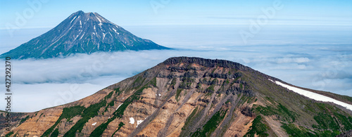 Mountain landscape at Paramushir Island, Russia. Karpinsky Group. photo