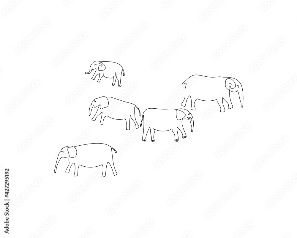 elephant from Cederberg Mountains Cave paintings, one line vector illustration elephant from Cederberg Mountains Cave paintings, one line vector illustration