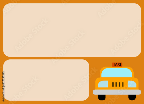 Advertising poster for the taxi service. Yellow car