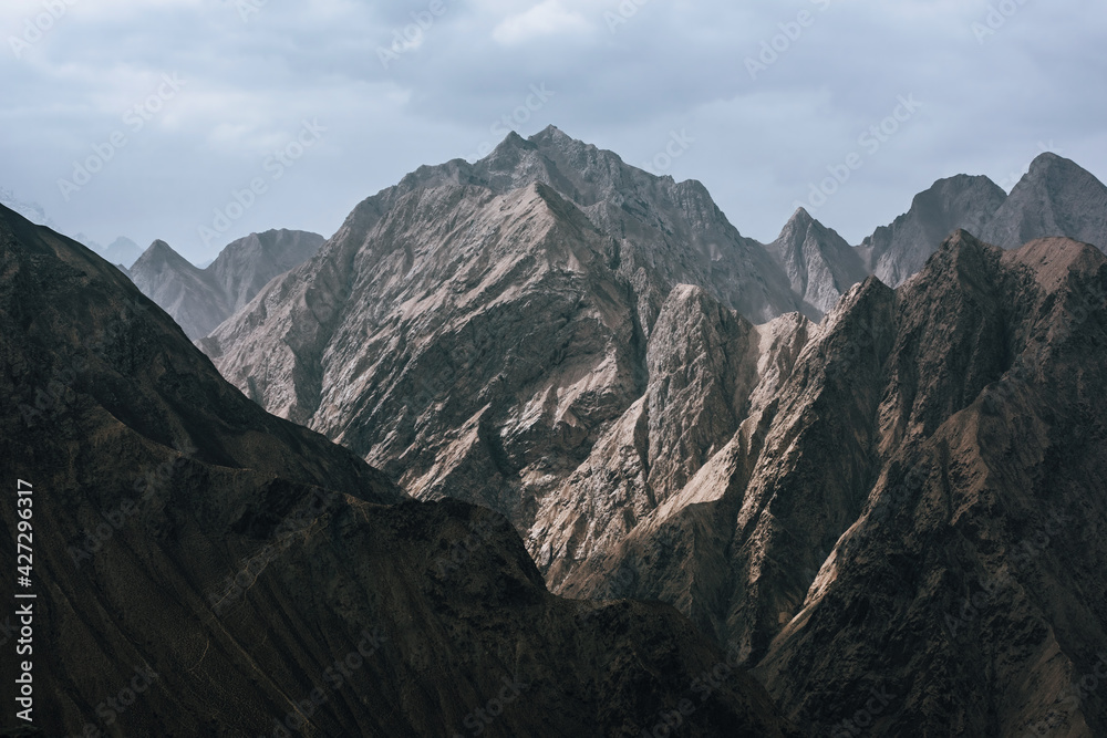 Eroded landscape and rock towers in Xinjiang, China