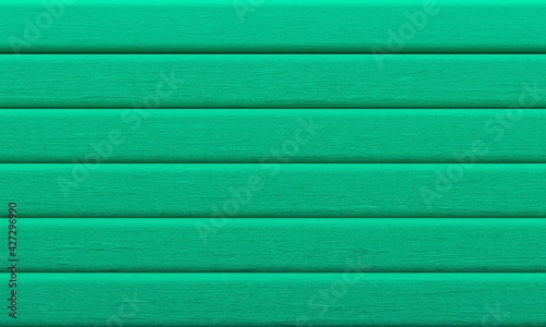Fototapeta Naklejka Na Ścianę i Meble -  Horizontal planks with wood texture, painted green color. 3d rendering