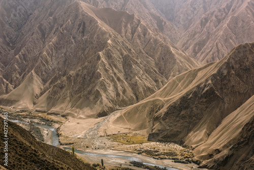 Eroded landscape and rock towers in Xinjiang, China