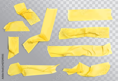 Yellow Sticky Tape, Torn Sticky Strip Paper