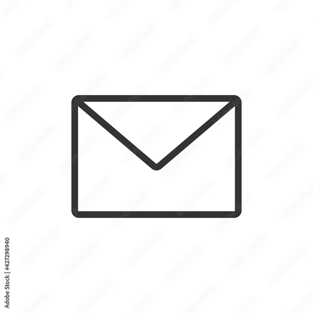 Envelope line icon. Email black outline sign. Business communication concept. Message black symbol. Vector illustration isolated on white. Envelope line icon. Email black outline sign. Business communication concept. Message black symbol. Vector illustration isolated on white.