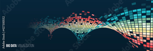 Big data analysis. Geometric colorful spiral array. Digital data visualization. Futuristic isometric finance tradings.
