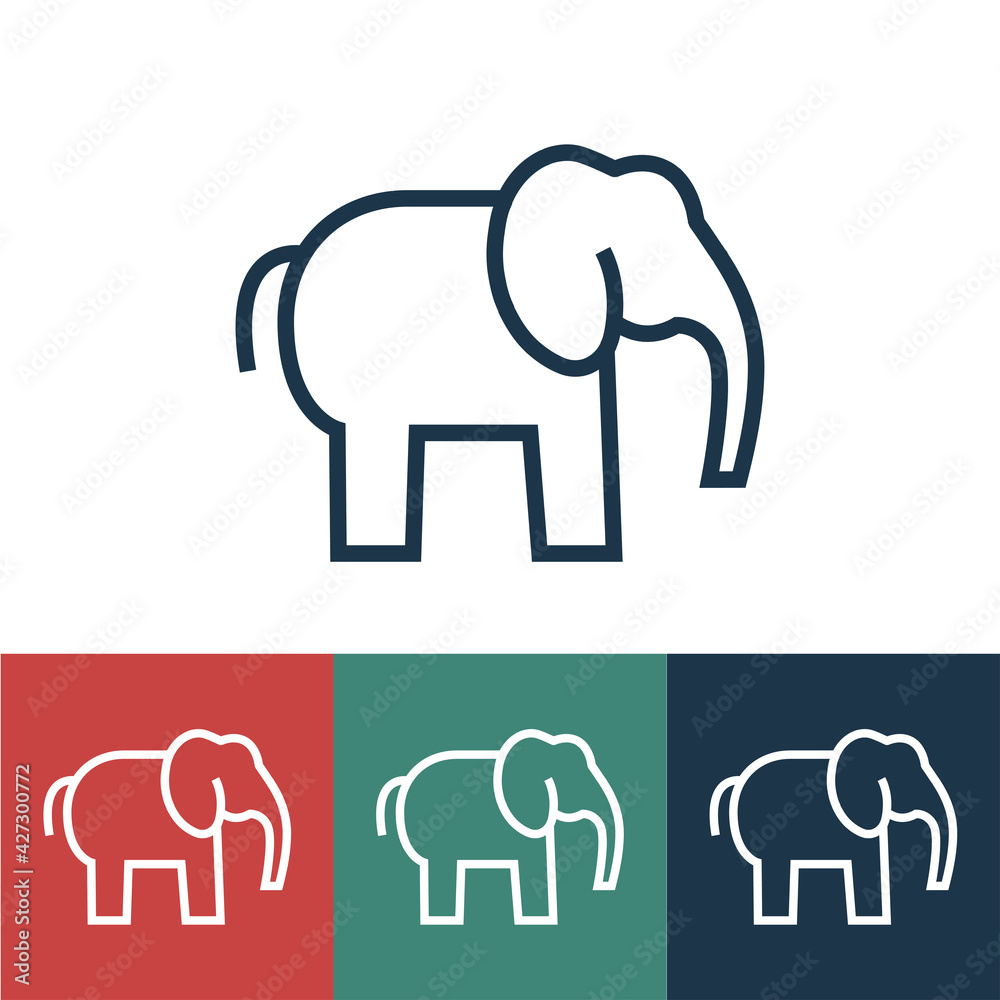 Linear vector icon with elephant Linear vector icon with elephant