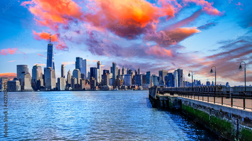 New York City skyline, digital enhancement
