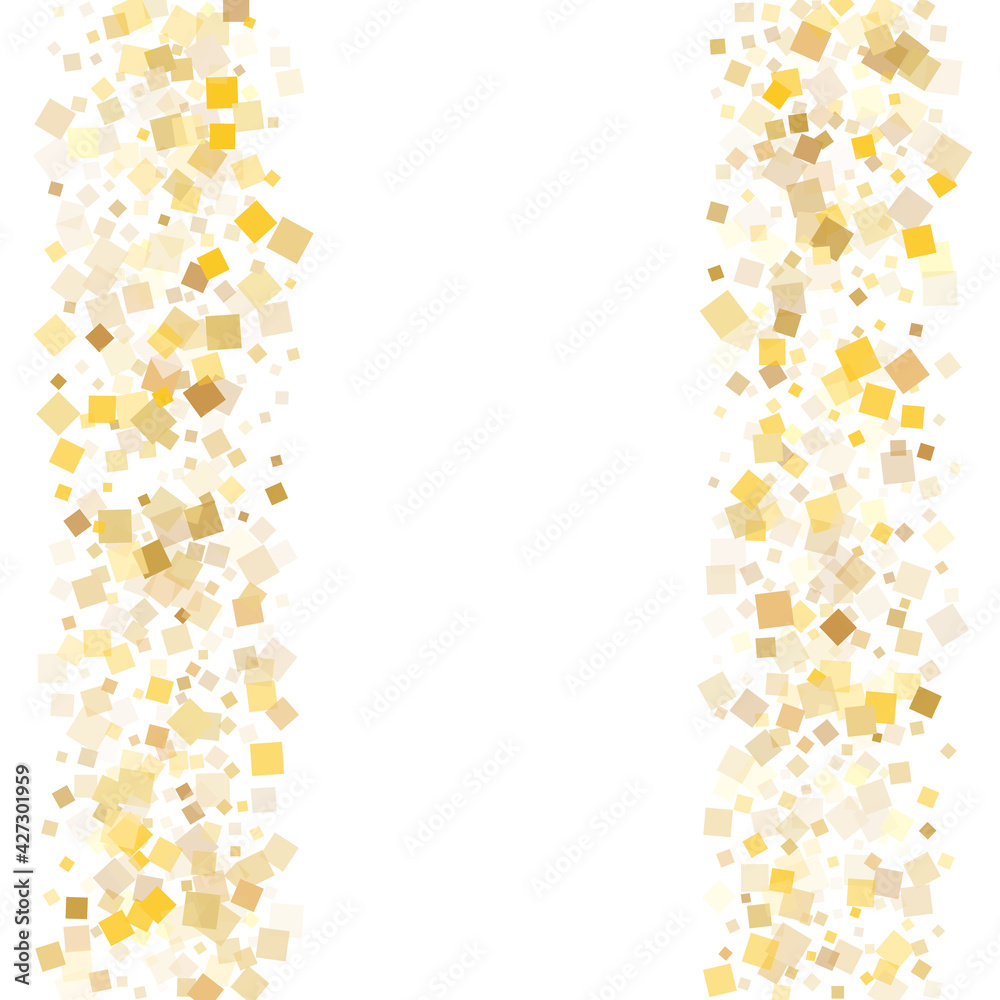 Stylish gold confetti sequins tinsels scatter on white. Luxurious holiday vector sequins background. Gold foil confetti party decoration isolated. Light dust particles party background. Stylish gold confetti sequins tinsels scatter on white. Luxurious holiday vector sequins background. Gold foil confetti party decoration isolated. Light dust particles party background.
