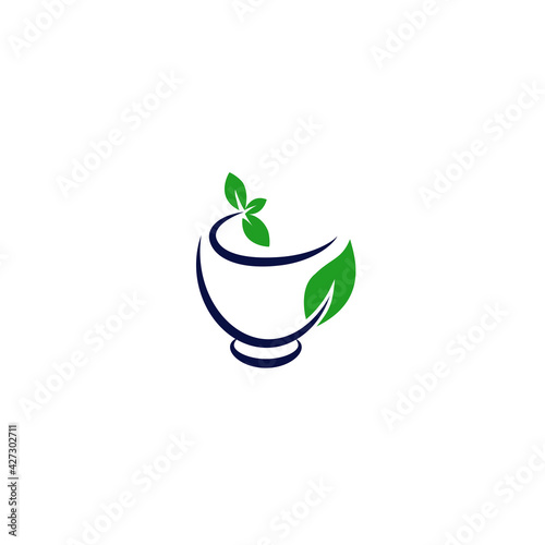 herbal tea medicine logo design vector