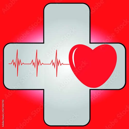 correct heart rhythm, cardiogram, symbol of a healthy heart