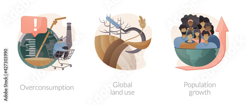 Global environmental data abstract concept vector illustrations.