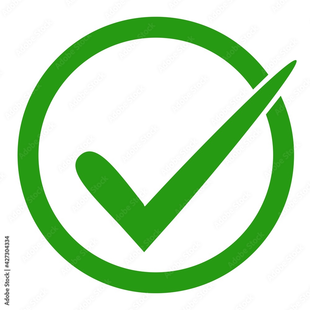 Trendy green check mark icon in a circle. Tick icon in green, vector illustration. Trendy green check mark icon in a circle. Tick icon in green, vector illustration.