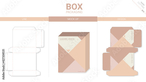 Box packaging and mockup die cut template