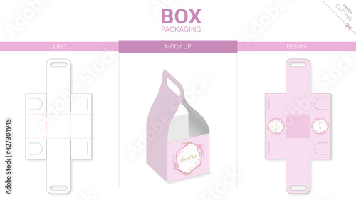 Box packaging and mockup die cut template
