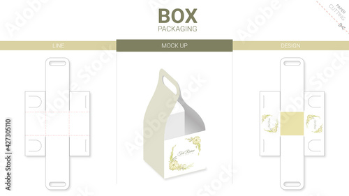 Box packaging and mockup die cut template