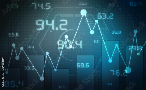 2d rendering Stock market online business concept. business Graph 