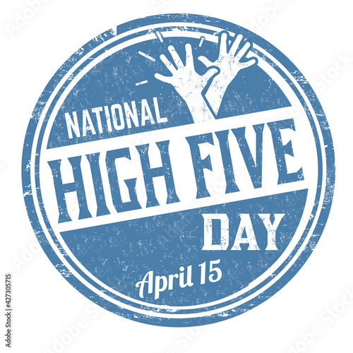 National high five day grunge rubber stamp