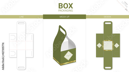 Box packaging and mockup die cut template