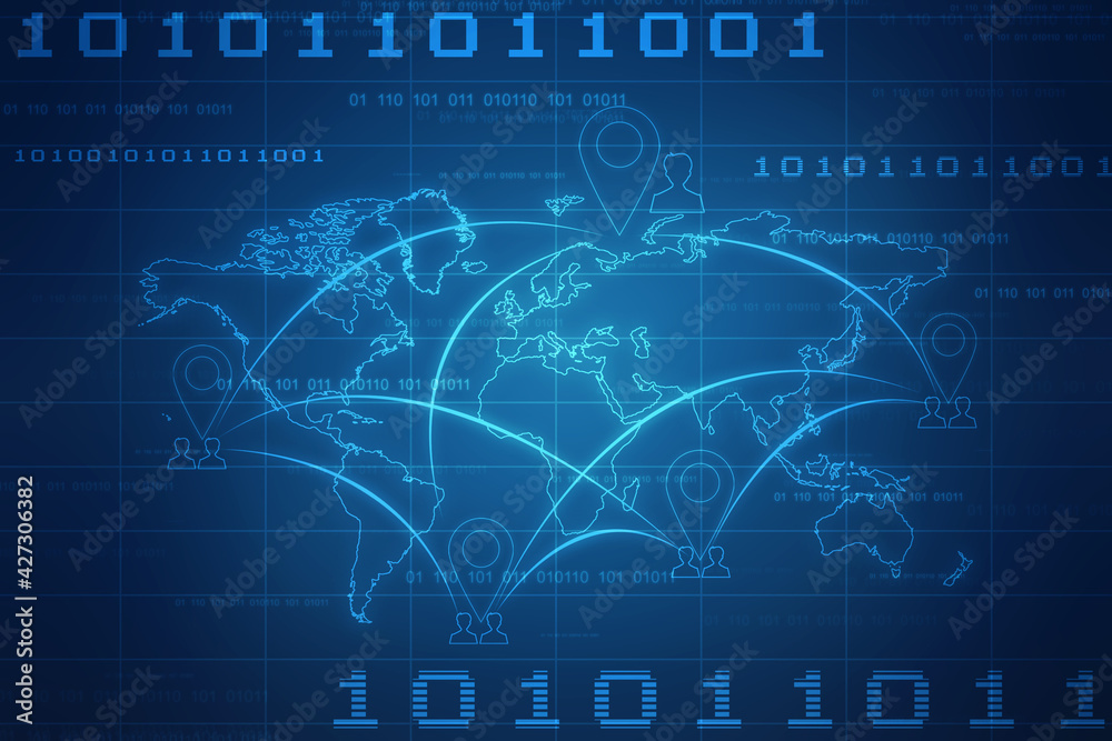 Fototapeta premium 2d illustration world map abstract background 