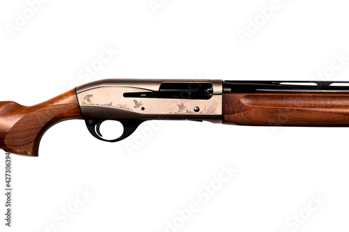 Classic smooth-bore semi-automatic hunting rifle, receiver close-up © Евгений Мандажи