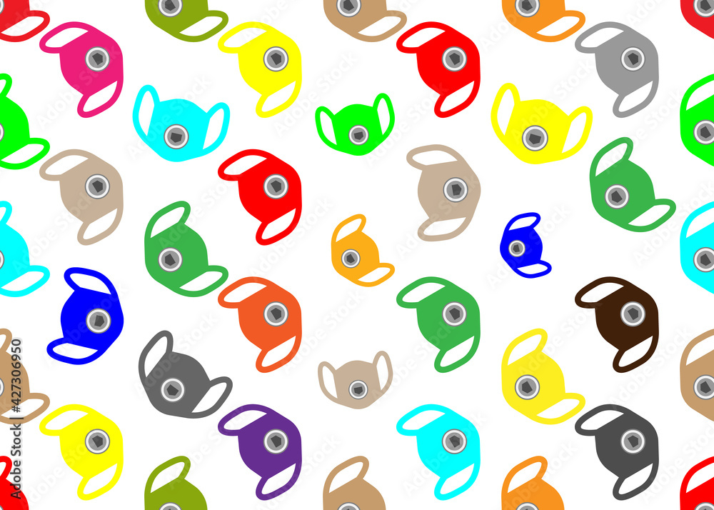 Fototapeta premium Multi-colored medical masks on a white background. Seamless texture.