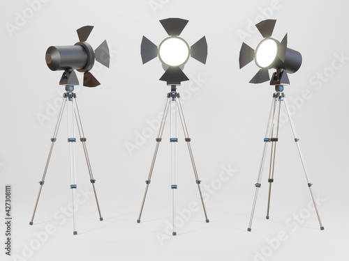 3D spotlight isolate white background - 3D render