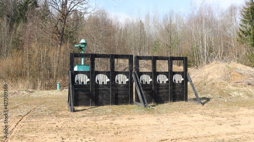 obstacle course for strong man in forest