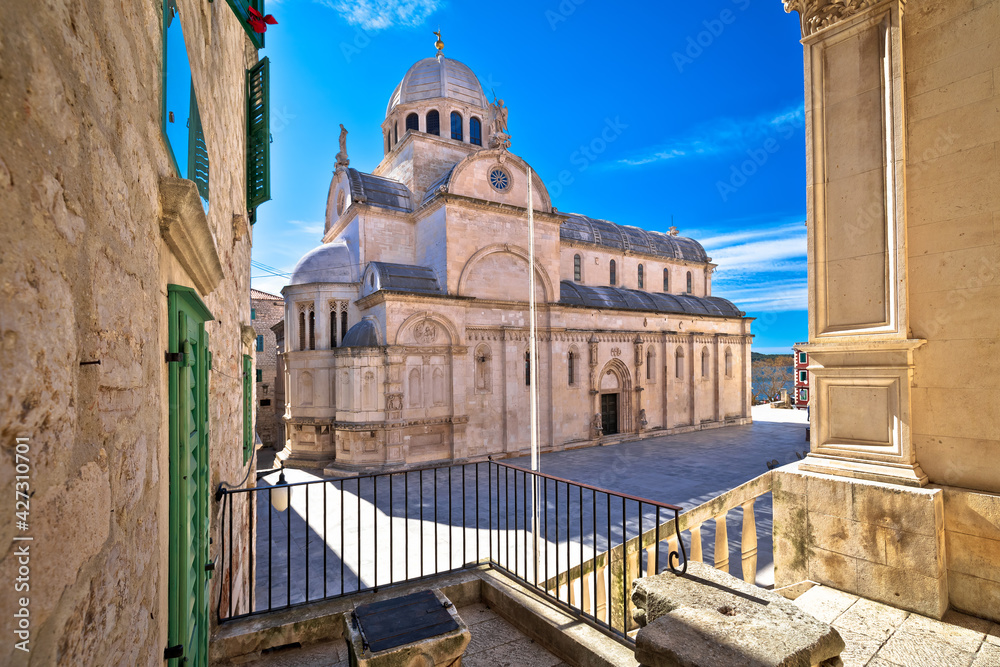 Town of Sibenik cathedral of st James square view
