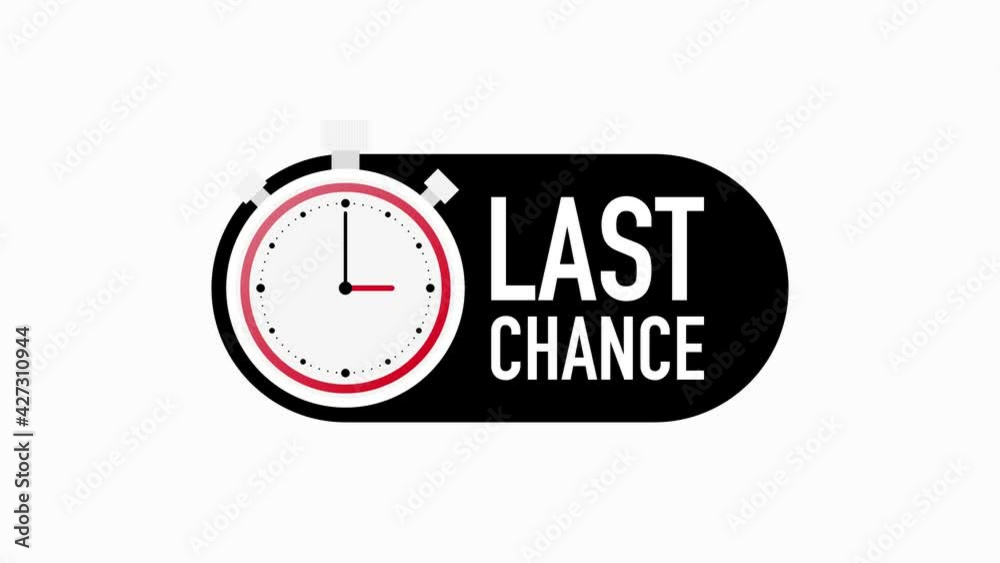 Timer with LAST CHANCE text countdown template on white background. Motion graphic. Timer with LAST CHANCE text countdown template on white background. Motion graphic.