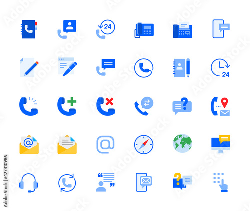 Communication icons set for personal and business use. Vector illustration icons for graphic and web design, app development, marketing material and business presentation.