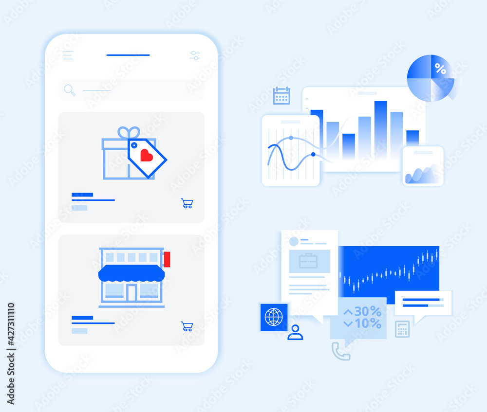 Smartphone elements and banners template design. Vector illustrations for web and app design and development. Smartphone elements and banners template design. Vector illustrations for web and app design and development.