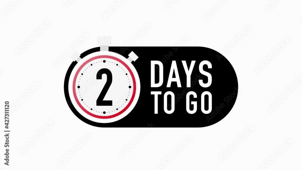 Timer number two days to go countdown motion template on white background. Motion graphic. Timer number two days to go countdown motion template on white background. Motion graphic.