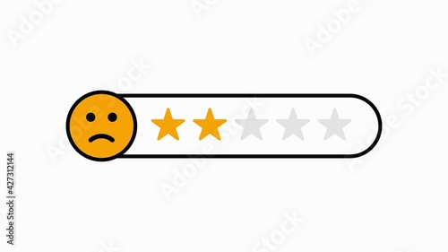 Linear icon. Customer review rating. Happy emoticon. Quality line. Flat design. Stars rating icon set. Social media. Smile face line design. Linear set. Motion graphic.