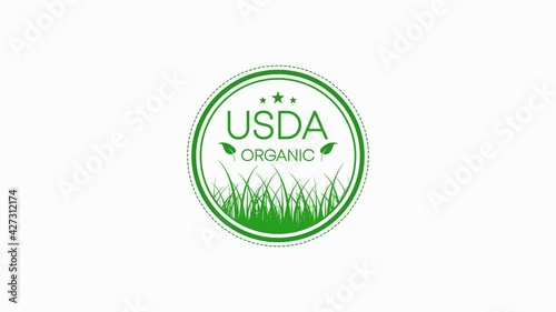 Green icon. Logo, icon, label. Organic, bio, eco symbol. Natural product. Vegetarian healthy food. Organic, bio, eco symbol. Natural product. Motion graphic.