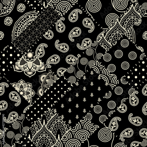 Patchwork textile pattern. Seamless quilting design background.