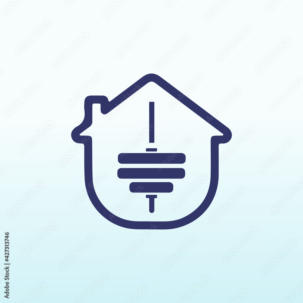 eco homes with fitness dumbbell icon logo design eco homes with fitness dumbbell icon logo design