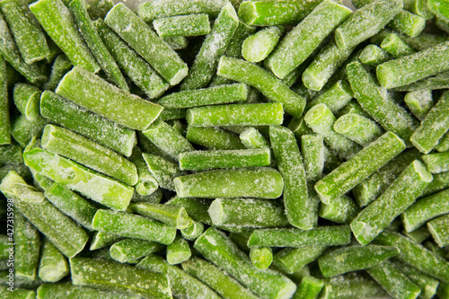 Quick-frozen green string beans, useful products, vitamins.