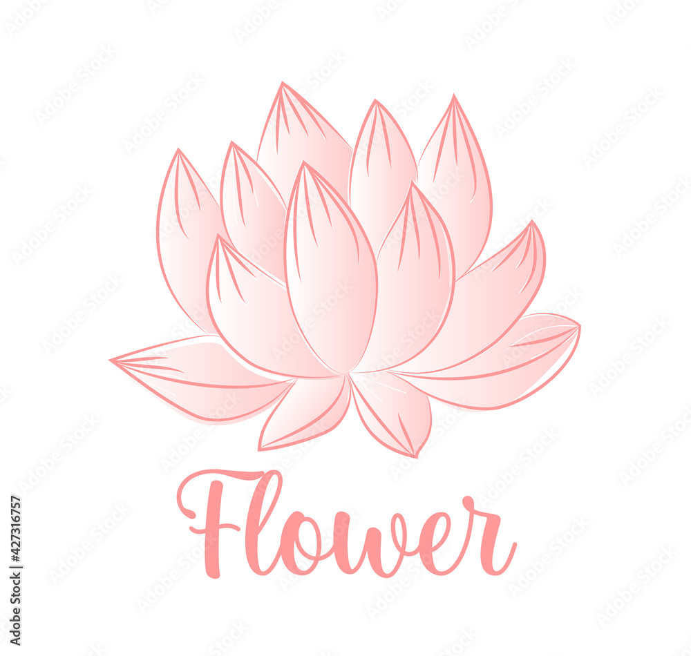 Lotus flower icon vector. Hand drawn style illustration. Yoga spa holistic therapy concept.