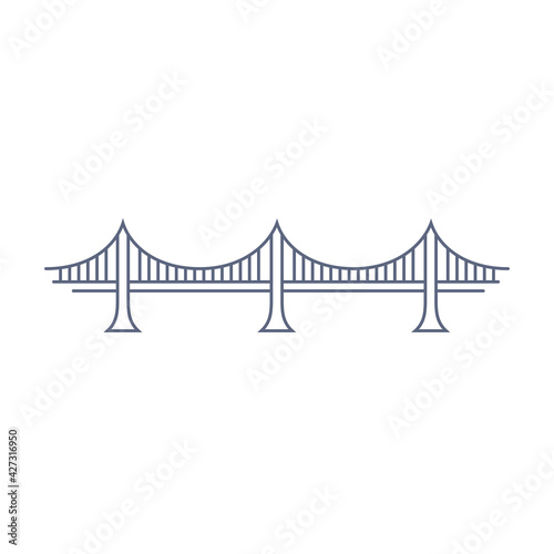 Bridge line vector icon - suspension bridge simple pictogram in linear style on white background. Vector illustration.