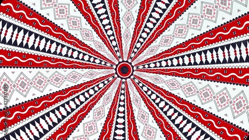 Traditional Romanian embroidery inspired background, endless rotating loop