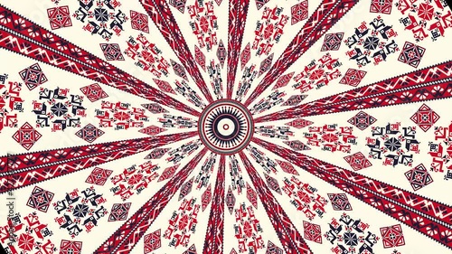 Traditional Romanian embroidery inspired background, endless rotating loop