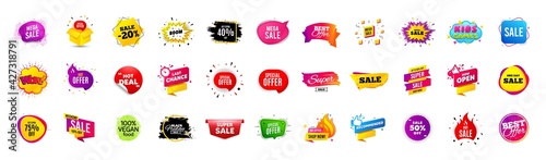 Discount offer sale banners. Best deal price stickers. Black friday special offer tags. Sale bubble coupon. Promotion discount banner templates design. Buy offer sticker. Super deal set. Vector
