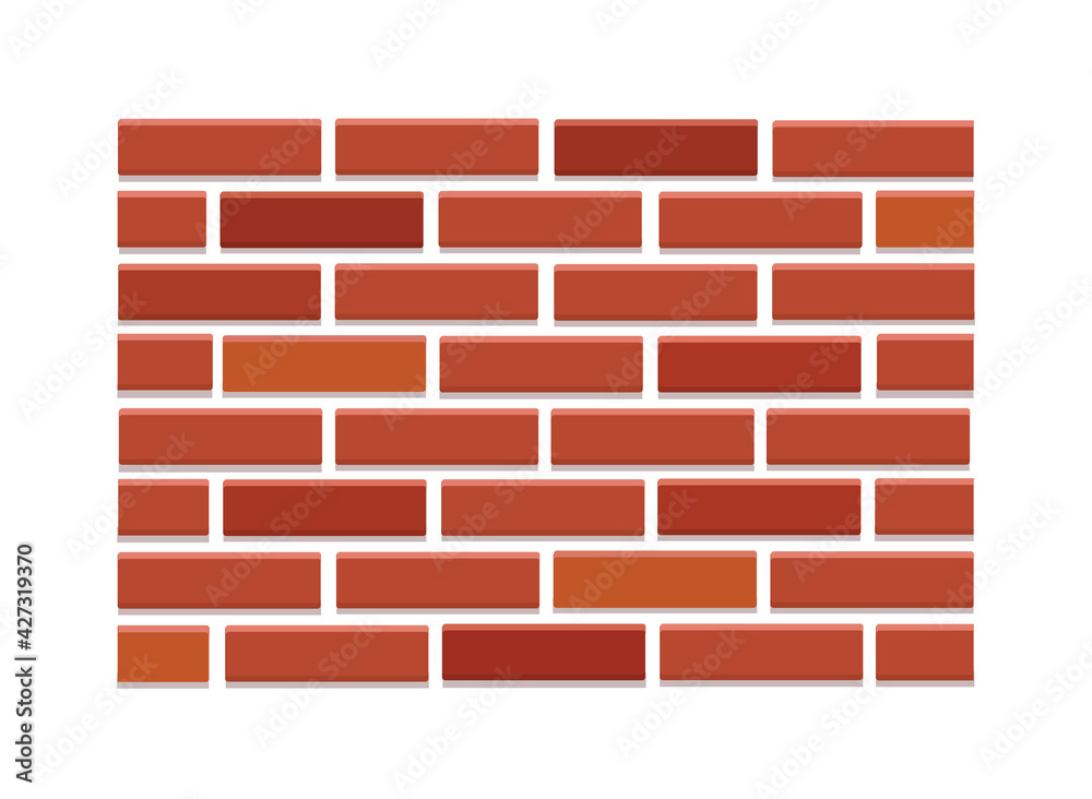 Obraz premium Brick wall made of red bricks. Vector illustration, texture.