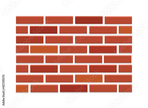 Brick wall made of red bricks. Vector illustration, texture.