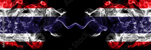 Fényképezés Thailand, Thai vs Thailand, Thai smoky mystic flags placed side by side