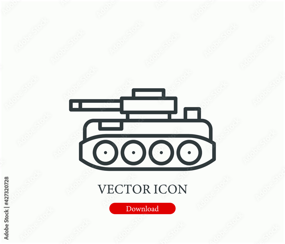 Tank vector icon. Editable stroke. Linear style sign for use on web design and mobile apps, logo. Symbol illustration. Pixel vector graphics - Vector Tank vector icon. Editable stroke. Linear style sign for use on web design and mobile apps, logo. Symbol illustration. Pixel vector graphics - Vector
