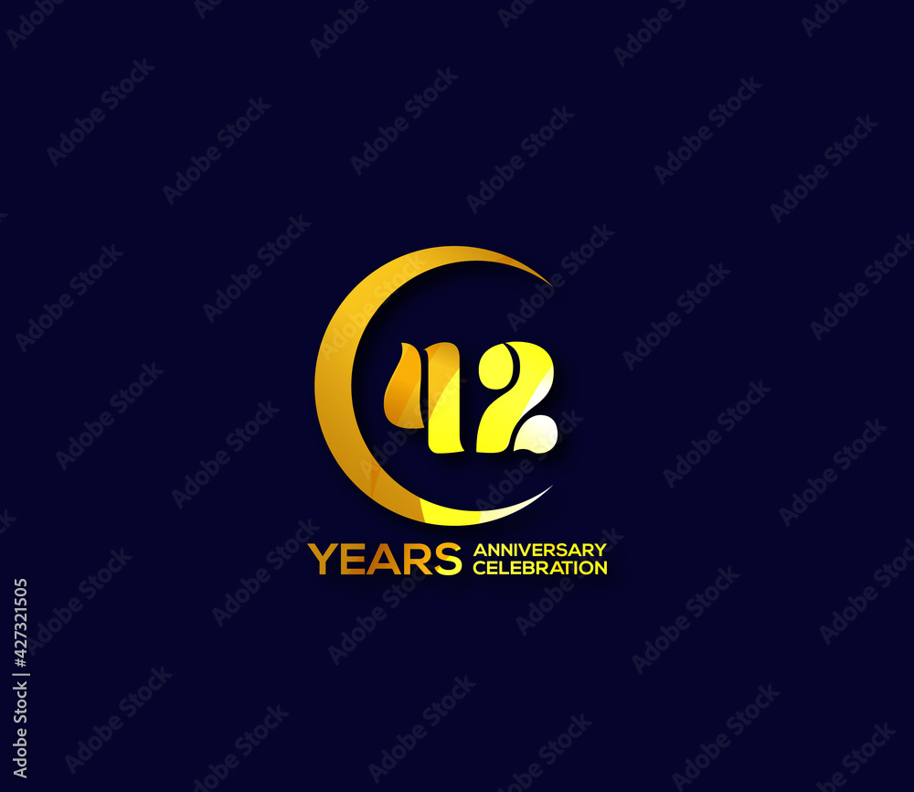 42 years anniversary celebration logotype with modern gold Mix color Circle logo Design Concept